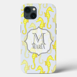 Blaue Aquarellfarben Benutzerdefinierte Monogramm- Case-Mate iPhone Hülle