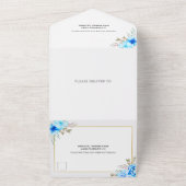 Blaue Aquarellfarben-Blume All In One Einladung (Außenbereich)