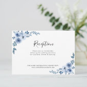 Blaue Aquarellfarben Blume Hochzeitskarte Dankeskarte (Stehend Vorderseite)