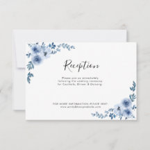 Blaue Aquarellfarben Blume Hochzeitskarte
