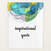 Blaue Aquarellfarben-Blume Inspiration Zitatsplane Planer (Vorderseite)