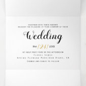 Blaue Aquarellfarben-Blume, Typografie Blumenhochz Dreifach Gefaltete Einladung (Innenseite Mitte)