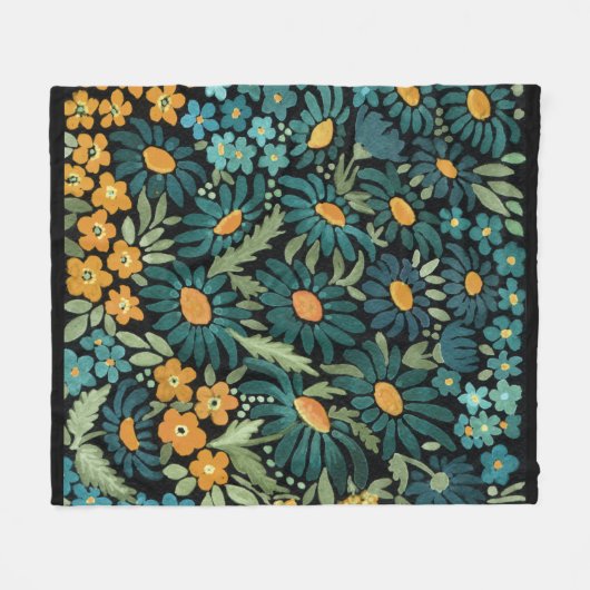 Blaue Aquarellfarben Fleecedecke (Vorderseite (Horizontal))