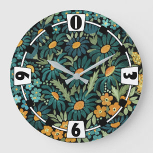 Blaue Aquarellfarben Große Wanduhr