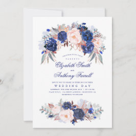 Blaue Aquarellfarben - Hochzeitsfeiern mit florale Einladung