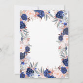 Blaue Aquarellfarben - Hochzeitsfeiern mit florale Einladung (Rückseite)