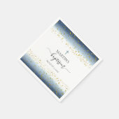 Blaue Aquarellfarben IMITATE Goldfolie Details Tau Serviette (Ecke)