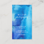Blaue Aquarellfarben-Monogramm des modernen Ocean Visitenkarte (Rückseite)