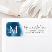 Blaue Aquarellfarben Monogramm erste Rücksendeadre (Insitu)