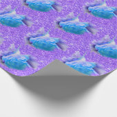 Blaue Aquarellfarben, romantischer lila Glitzer Geschenkpapier (Ecke)