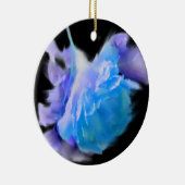Blaue Aquarellfarben Rose Blaue Blume Keramik Ornament (Rechts)