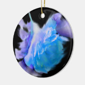 Blaue Aquarellfarben Rose Blaue Blume Keramik Ornament (Links)