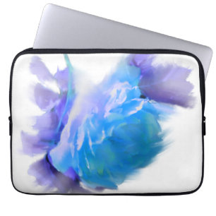 Blaue Aquarellfarben Rose Blaue Blume Laptopschutzhülle