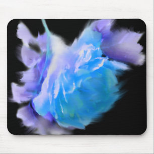 Blaue Aquarellfarben Rose Blaue Blume Mousepad