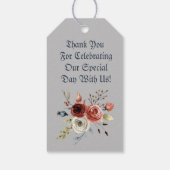 Blaue Aquarellfarben Rosen und Blätter Geschenkanhänger (Rückseite)