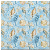 Blaue Aquarellfarben-Seepferde Starfish-Muster Stoff (Muster)