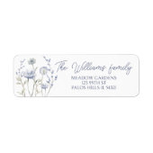 Blaue Aquarellfarben Wildblume Rücksendeadresse (Vorne)