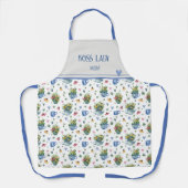 Blaue Aquarellfarben Wildblumen Tee Party Muster Schürze (Vorderseite)