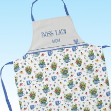 Blaue Aquarellfarben Wildblumen Tee Party Muster