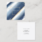 blaue Aquarellfarbenstriche und Imitate Goldfolie Quadratische Visitenkarte (Vorne/Hinten)