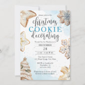 Blaue Aquarellfärbung Ikokodekoration Party Einladung (Vorderseite)