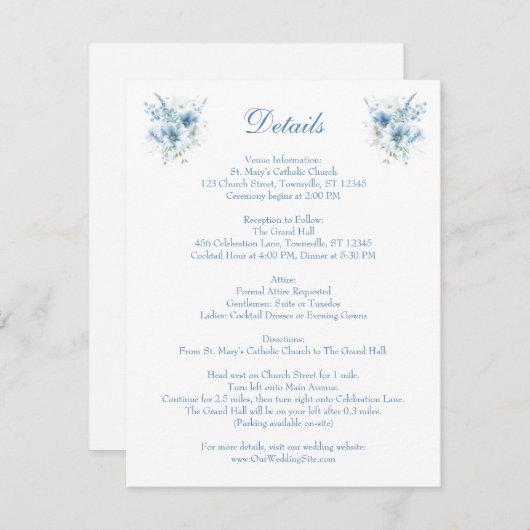 Blaue Aquarellfärbung RSVP Karte (Vorne/Hinten)