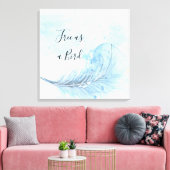 Blaue Aquarellfederkuchen kostenlos als Vogel-Zita Leinwanddruck (Insitu (Wohnzimmer))
