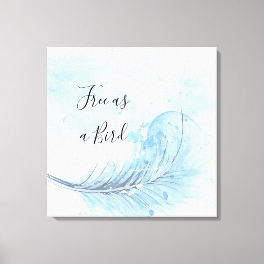 Blaue Aquarellfederkuchen kostenlos als Vogel-Zita Leinwanddruck (Vorderseite)