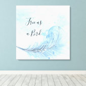 Blaue Aquarellfederkuchen kostenlos als Vogel-Zita Leinwanddruck (Insitu (Holzboden))