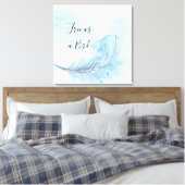 Blaue Aquarellfederkuchen kostenlos als Vogel-Zita Leinwanddruck (Insitu (Schlafzimmer))