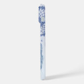 Blaue Aquarellfedern iPhone Hülle (Linke Seite)