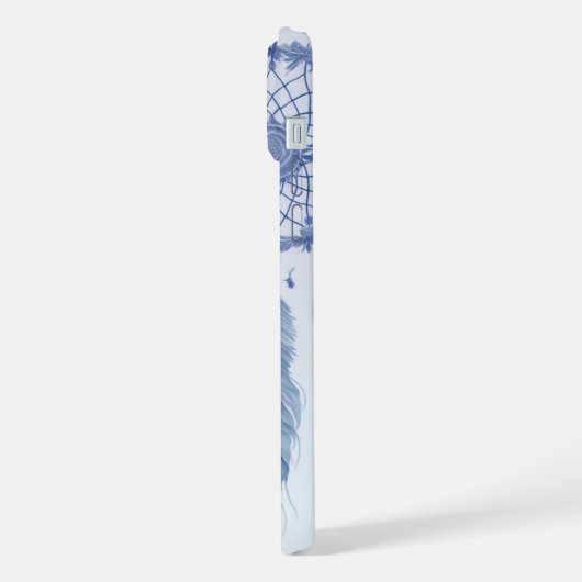 Blaue Aquarellfedern iPhone Hülle (Linke Seite)