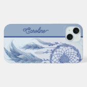 Blaue Aquarellfedern iPhone Hülle (Rückseite (Horizontal))