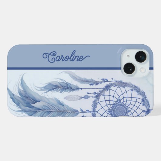 Blaue Aquarellfedern iPhone Hülle (Rückseite (Horizontal))