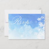 Blaue Aquarellfolie RSVP-Karte Save The Date (Vorderseite)