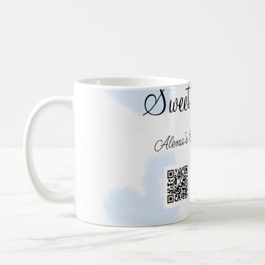 Blaue Aquarellherzen QR 16 . Geburtstag Geburtstag Kaffeetasse (Links)