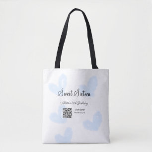 Blaue Aquarellherzen QR 16 . Geburtstag Geburtstag Tasche