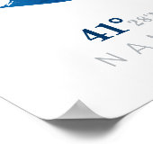 Blaue Aquarellkarte mit Koordinaten Poster (Ecke)