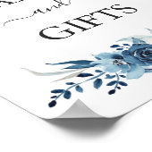 Blaue Aquarellkirche Hochzeit Karten und Geschenke Poster (Ecke)