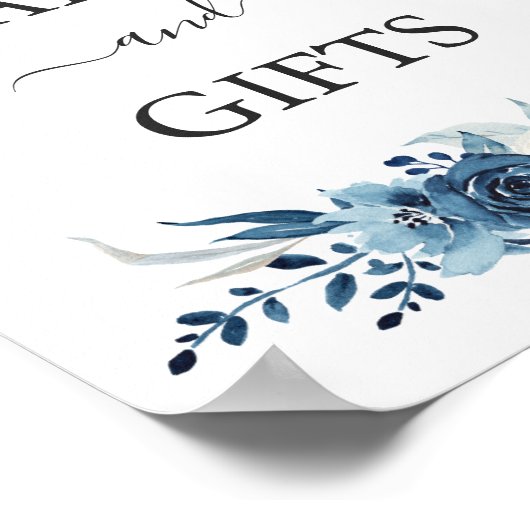 Blaue Aquarellkirche Hochzeit Karten und Geschenke Poster (Ecke)