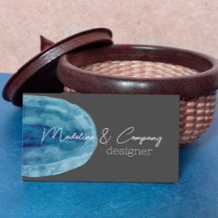 Blaue Aquarellkunst auf grau-minimalistisch-modern Visitenkarte