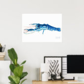 Blaue Aquarellkunst Großformat Poster (Heimbüro)