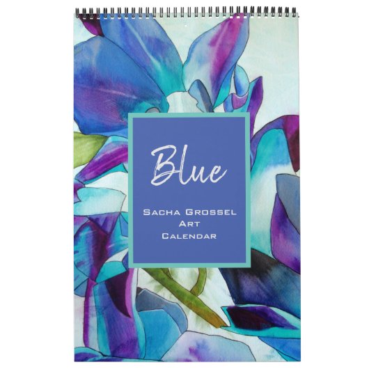 Blaue Aquarellkunst-Kalender Sachsen Grossel Kalender (Titelbild)