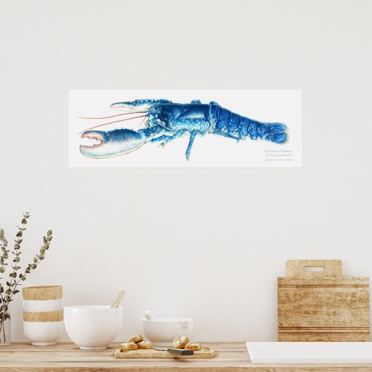 Blaue Aquarellkunst Poster (Küche)