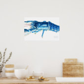 Blaue Aquarellkunst Poster (Küche)