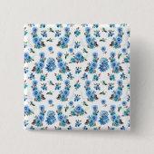 Blaue Aquarellmais-Blume mit Muster Button (Vorderseite)