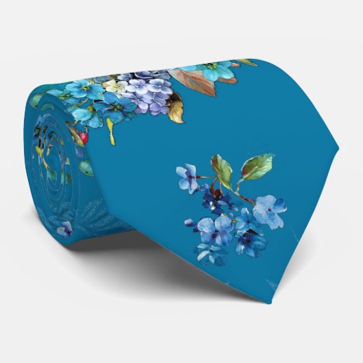 Blaue Aquarellmais-Blume mit Muster Krawatte (Gerollt)