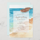 Blaue Aquarellmalerei Geburtstag Einladung (Vorne/Hinten)