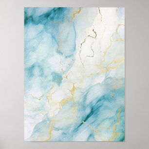 Blaue Aquarellmalerei Poster