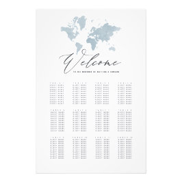 Blaue Aquarellmappe Hochzeitssitzplan Fotodruck